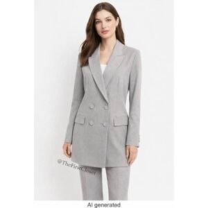 Worthington Women's Gray Double Breasted Blazer Size 14